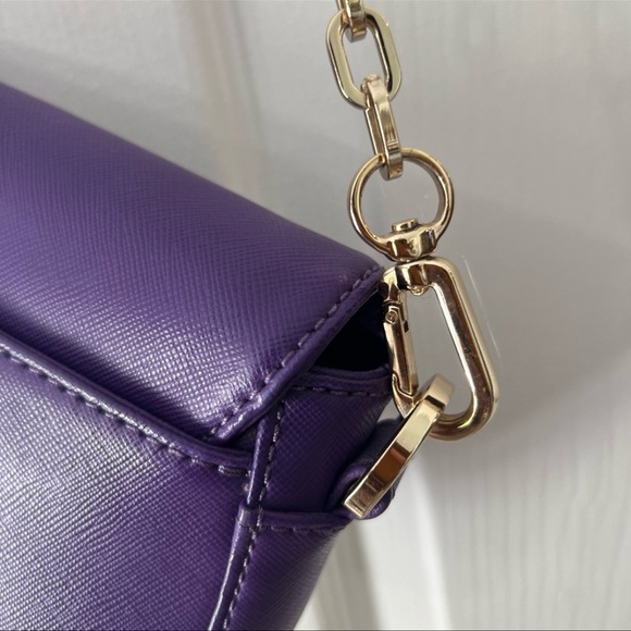 Tory Burch Purple Leather Mini Robinson Chain Shoulder Bag - Picture 6 of 10